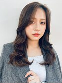 顔まわりカット/レイヤーカット/透明感/ダークブラウン