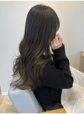 グレージュカラー/ロングレイヤー/ブリーチなしカラー