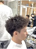 アップバングショート×ソフトツイストパーマ