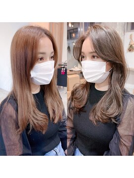 エレノア トーキョー 恵比寿(ELEANOAH TOKYO) 韓国風デジタルパーマロング ミニウルフテラコッタくすみブルー