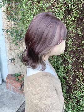 シェル 国分寺(shell) ワインレッド☆ホワイトインナーカラー