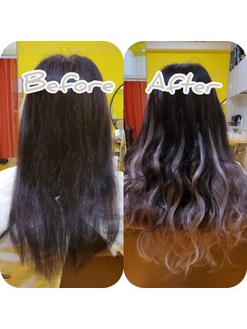 デュオヘアー エクステンションズ 新宿 グラデーション風☆ハイライトロングヘアー♪♪♪