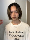 =メンズボブ/ダークアッシュ/ニュアンスパーマ/メンズウルフ