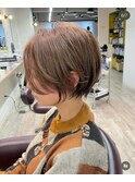 大人ショートボブ丸みショートカットマッシュショート前髪あり