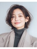 ニュアンスボブ/前髪なし/トップふんわり/40代/50代/60代