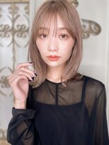 カバーヘア ブリス 上尾西口店(COVER HAIR bliss)&nbsp;透明感ハイトーンピンクベージュ/ミディアムレイヤー小顔p上尾