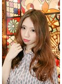 大人可愛いゆるふわモテ愛されロング前髪なし20代30代ブラウン