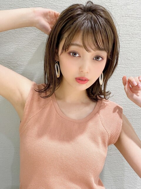 顔型別ヘアスタイル小顔マロンベージュAラインボブ30代吉祥寺