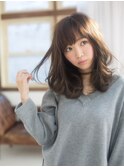 デザインカラー/シルキーベージュ/グレージュカラー/斜めバング