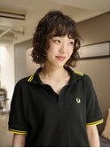 【田中結】切りっぱなしボブ　ウェーブパーマ　くるくる