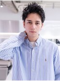 メンズスパイキーベリーショートツーブロックダークアッシュ