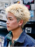 福岡大名メンズパーマスパイキーショートブリーチカラー20代