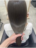 オリーブグレージュ 赤み消しカラー 艶髪 水素 ブリーチなし