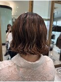ボブパーマ/ミックスパーマ/コテ巻き風パーマ/20代
