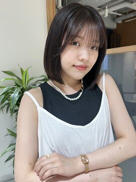 ラミエ バイ メルト 吉祥寺(lamie by melt) 久保田)切りっぱなし内巻きボブ透け感カラーグレーベージュ