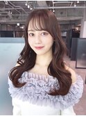 前髪カット大人ガーリー顔周りレイヤーロング_F21407