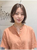 ショートボブレイヤー前髪なし抜け感くびれシルエット