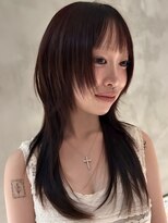 ハウ 心斎橋(how)&nbsp;ロング顔周りレイヤーカット小顔カット艶髪20代30代40代秋カラー