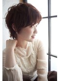 大人可愛い20代30代40代黒髪前下がりショートボブ丸みショートd