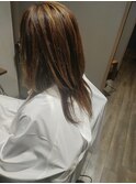 セミロング×ハイライト