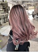 レイヤーボブハイライトブリーチレイヤーハイトーングレージュ