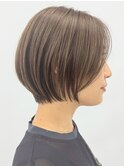 表参道白髪ぼかしマッシュショートヘアッシュベージュ40代50代