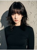 アンブレラカラーミディアムヘアショートカットセミロング50代