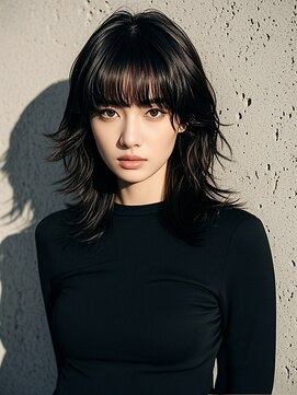 アンブレラカラーミディアムヘアショートカットセミロング50代