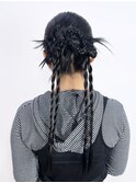 おくれ毛ロンググレージュ韓国ヘア顔周りレイヤー_ba583062