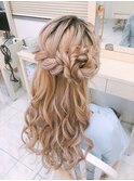 編み込みハーフアップ