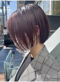 NUDEダブルカラー前下がりボブ大人ショートボブ前髪なしショート