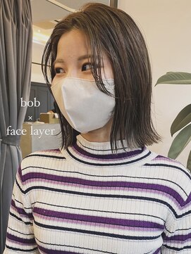 ヘアーアイスカルテット(HAIR ICI QUARTET) 小顔ストレートボブ黒髪グレージュダークアッシュモード