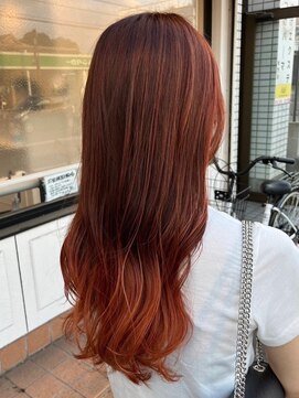 フレイムス ヘアアンドリラックス 戸田店(Frames hair&relax) オレンジカラー×ロング