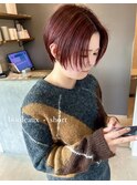 ハンサムショート× ボルドーカラー