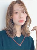 ブリーチなし夏色カラーベージュカラーミディアムレイヤー