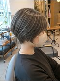 ボブ/ショートボブ/ハイライト/20代/30代/大人女性/白髪ぼかし