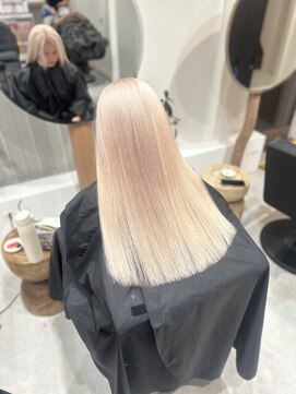 ホーミーキョウト(Homey Kyoto) ケアブリーチ◎艶髪ロング×ホワイトベージュ