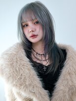 ロンドアンメゾン 原宿(Lond un Maison.)&nbsp;ニュアンスウルフ/ダークブルー/デザインカラー/顔周りカッ0506