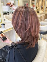 アッシュ 仙川店(Ash)&nbsp;50代白髪ぼかしハイライト×艶ピンクベージュ顔周りレイヤー