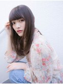 アッシュブラウン　ベース型　厚めバング