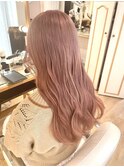 ブロンド×ピンクベージュ ハイトーン艶ロング
