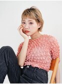 ミディアムヘア/斜めバング/グレージュカラー/新宿駅