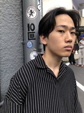 リアイス(Re:ICE) ブルーブラックセンターパートフェザーパーマショートマッシュ