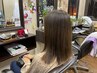 縮毛矯正カラー(全体)カット、アミノトリートメント付き。