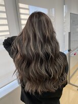 エトラ 渋谷店(etora)&nbsp;小顔 ネビージュ　グレージュハイライトカラー◎前髪