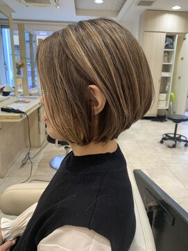 アッシュ 仙川店(Ash) 白髪ぼかしハイライトグラデーションボブ40代50代60代ボリューム