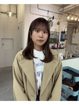 ピノ(pino.) シースルーバングオレンジベージュ前髪ぱっつんワンホン