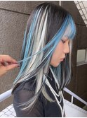 グレージュレイヤーウルフカットハイトーンカラーデザインカラー
