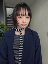 ネルケ 立川(nelke)&nbsp;ミニボブ顔周りレイヤー小顔カットシースルーバング暗髪透明感立