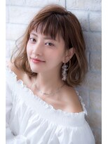 ヘアーアートシフォン 池袋西口店(Hair art chiffon)&nbsp;ミディアムヘア斜めバンクグレージュカラー